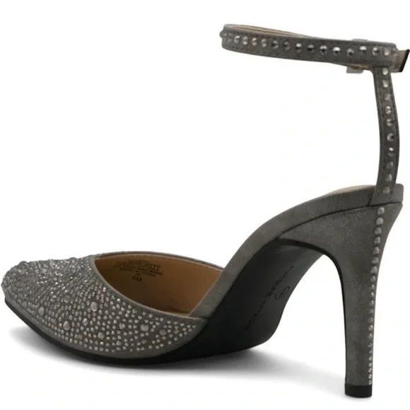 Adrienne Vittadini  Norena Sz 9.5 Pewter Distressed Metallic embellished heels - Picture 2 of 5